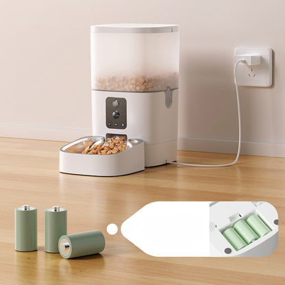 Smart Dual-Camera Pet Feeder & Waterer with AI Pet Recognition, APP Remote Control, Dual Power Supply, 4L/6L Capacity – HD Video & Voice, Timed Feeding, Easy-Clean Design