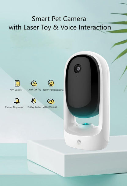 Smart Pet Camera with Laser Toy & Voice Interaction, Laser Cat Teaser, Interactive Cat Laser Toy, Colorful Ambient Light, APP Control, for Cats & Kittens