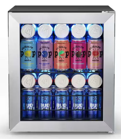 16.9 in. Single Zone 65-Cans Freestanding Compressor Beverage Cooler Refrigerator Fridge in Stainless Steel Frost Free