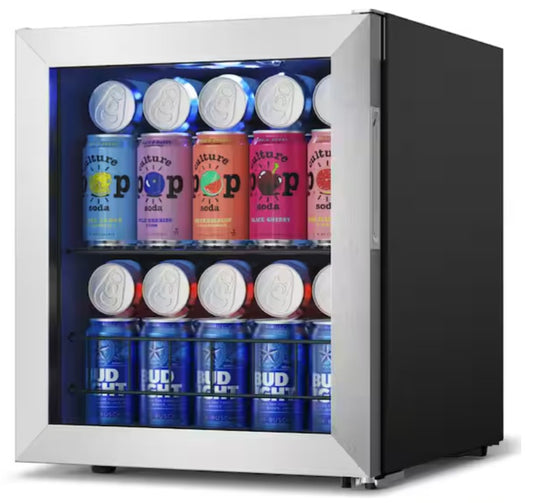 16.9 in. Single Zone 65-Cans Freestanding Compressor Beverage Cooler Refrigerator Fridge in Stainless Steel Frost Free