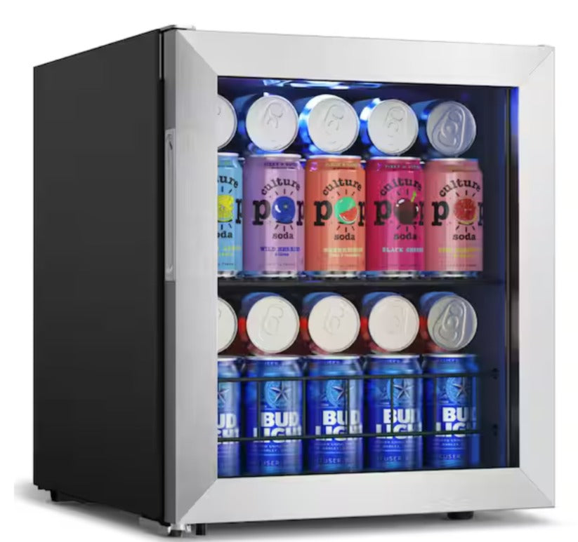 16.9 in. Single Zone 65-Cans Freestanding Compressor Beverage Cooler Refrigerator Fridge in Stainless Steel Frost Free